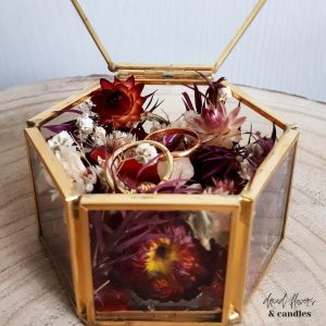 Droogbloemen ringdoosje | goud | Burgundy Love